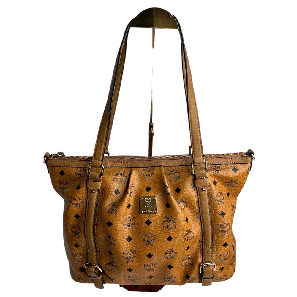 MCM Visetos Cognac Shoulder Bag